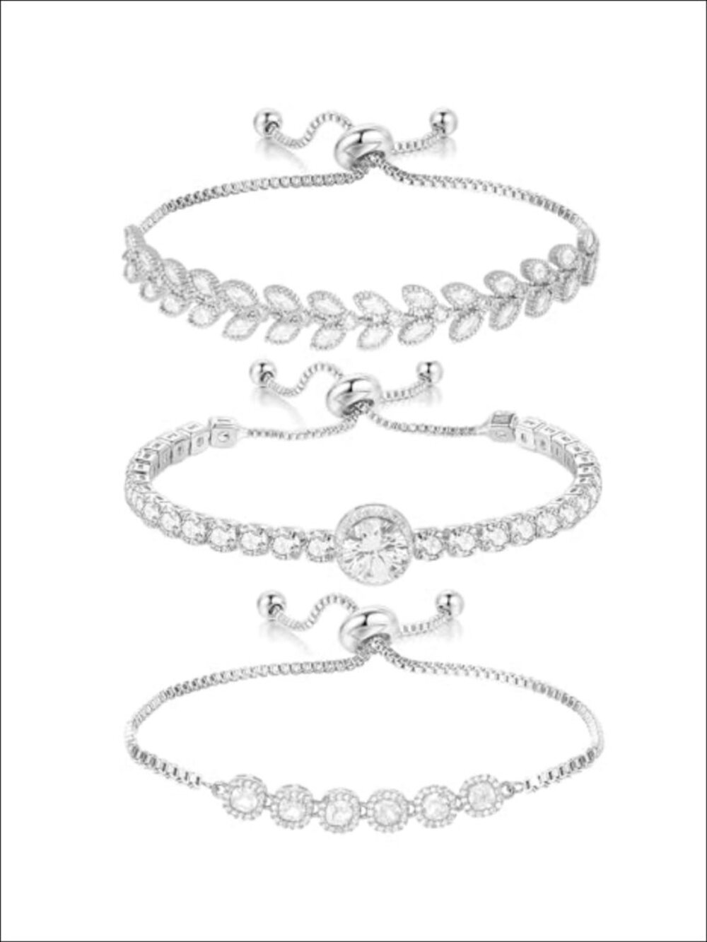 Tennis Bracelet Set for Women Cubic Zirconia Adjustable Slider Bracelets